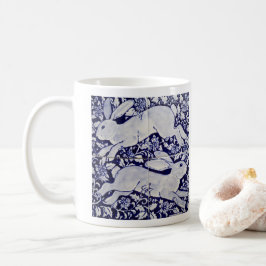 Blaue und weiße Kaninchenhaare Duo Blätter Tile Kaffeetasse