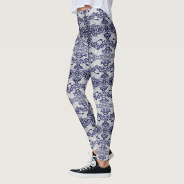 Blaue und weiße Kaninchenmuster Leggings