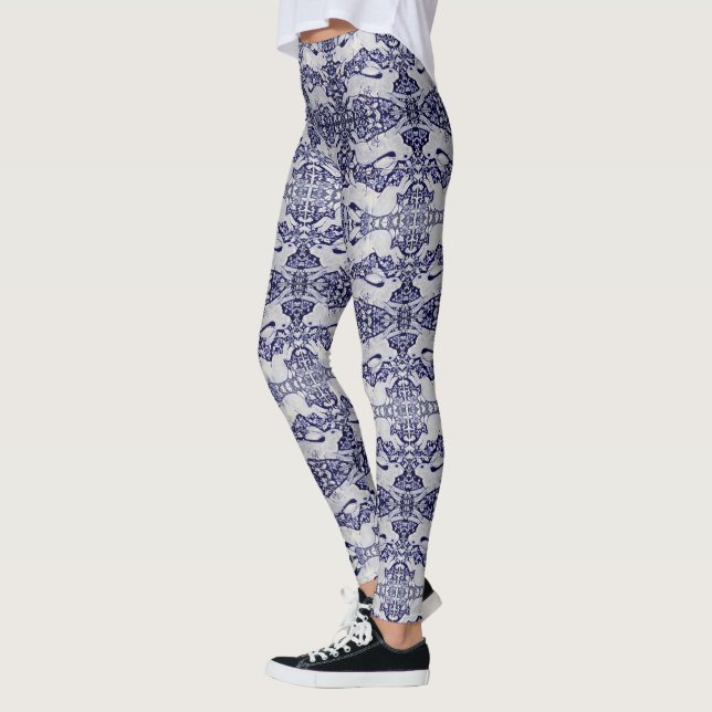 Blaue und weiße Kaninchenmuster Leggings (Links)