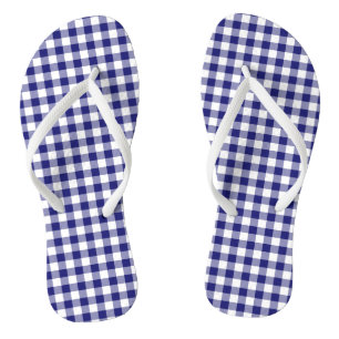 Blaue und weiße Karos Gingham-Muster Flip Flops