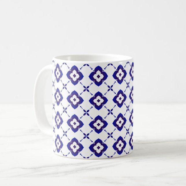 Blaue und weiße Keramik Kaffeemaschine Tasse (Vorderseite Links)