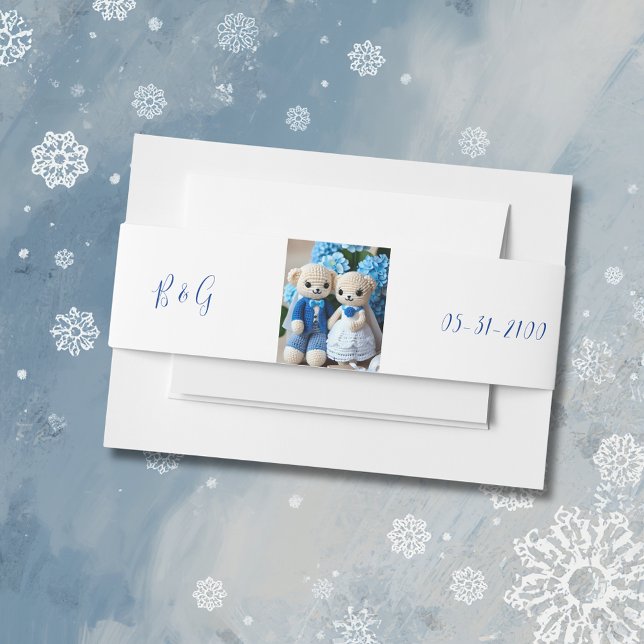 Blaue und weiße kichtige Hochzeitsfigur Einladungsbanderole (Von Creator hochgeladen)