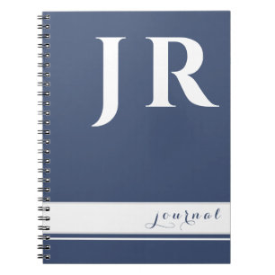 BLAUE UND WEISSE KLASSIGE VORLAGEINITIALEN STREIFE NOTIZBLOCK