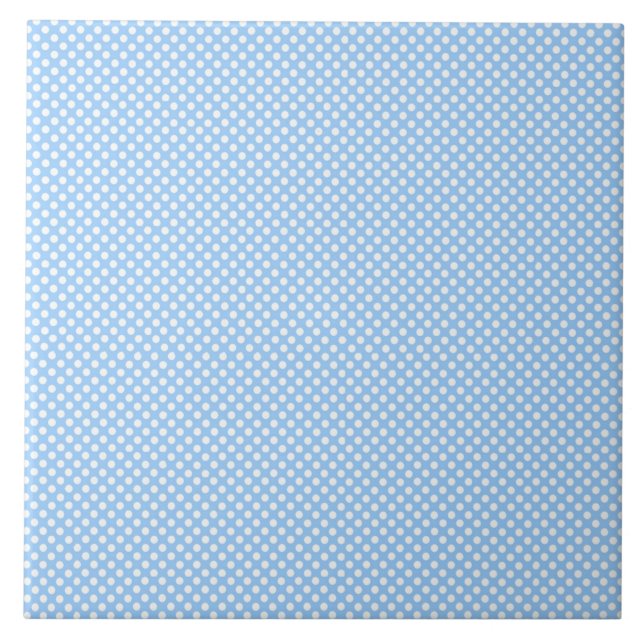 Blaue und weiße kleine Polka-Punkte Fliese (Vorderseite)