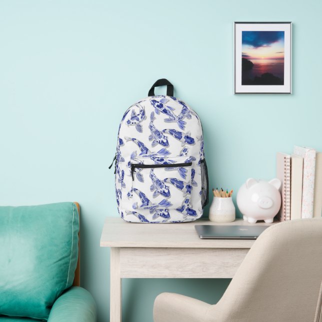 Blaue und weiße Koi Bedruckter Rucksack (InSitu)