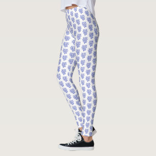 Blaue und weiße Korallen Leggings
