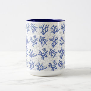 Blaue und weiße Korallen Zweifarbige Tasse