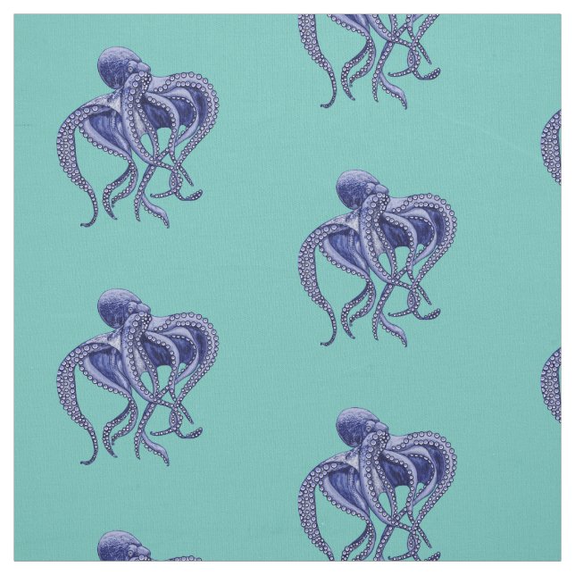 Blaue und weiße Kraken Stoff (Muster)