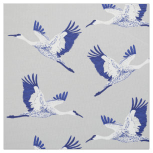 Blaue und weiße Krane Stoff
