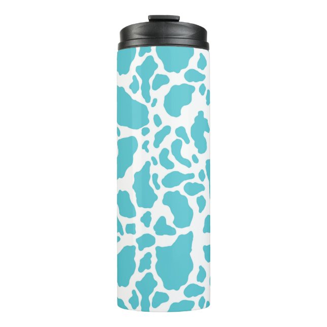Blaue und weiße Kuhflecken - Muster für Tierdrucke Thermosbecher (Vorderseite)