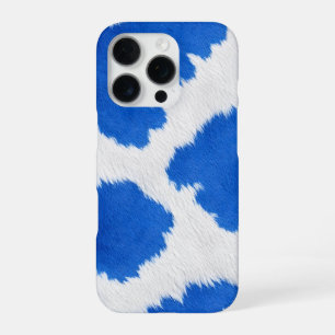 blaue und weiße Kuhhautstruktur iPhone 16 Pro Hülle
