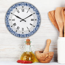 Blaue und weiße Kunst und Kunsthandwerk Große Uhr