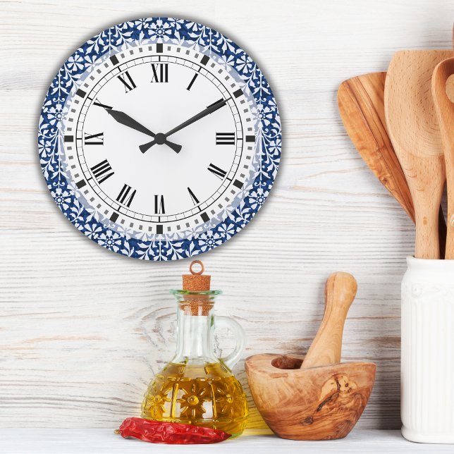 Blaue und weiße Kunst und Kunsthandwerk Große Uhr (Von Creator hochgeladen)