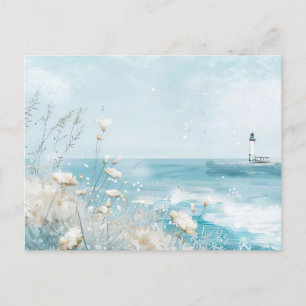 Blaue und weiße Küstenlandschaft Postkarte