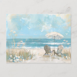 Blaue und weiße Küstenlandschaft Postkarte