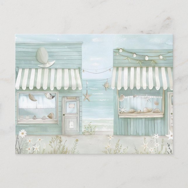 Blaue und weiße Küstenlandschaft Postkarte (Vorderseite)