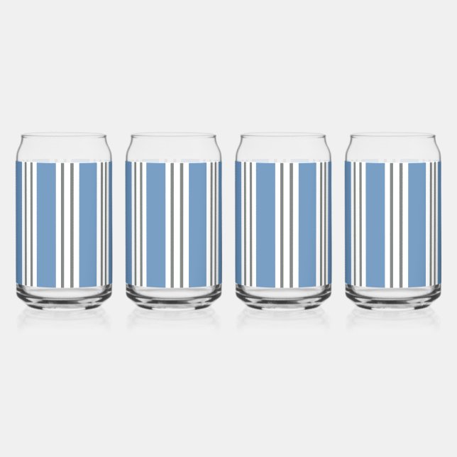 Blaue und weiße Küstenstreifen Dosenglas (Vorderseite)