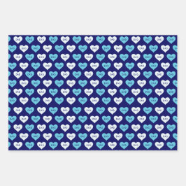 Blaue und weiße Liebe Vater Muster Geschenkpapier Set