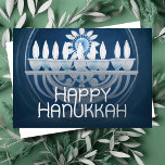 Blaue und weiße Malerei von Hanukkah Menorah Folien Feiertagskarte<br><div class="desc">Blaue und weiße Malerei von Hanukkah Menorah</div>