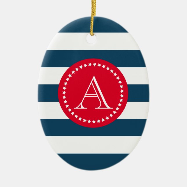 Blaue und weiße Marinemuster Keramikornament (Vorne)