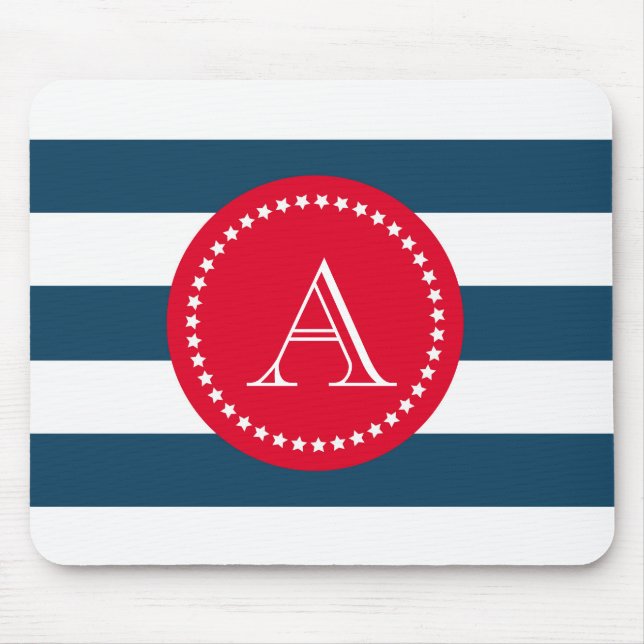 Blaue und weiße Marinemuster Mousepad (Vorne)