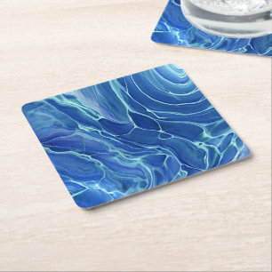 Blaue und weiße Marmor-Acrylabstraktion Rechteckiger Pappuntersetzer