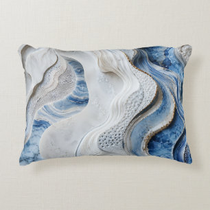 Blaue und weiße Marmorkristall-Geoden-Kunst Dekokissen