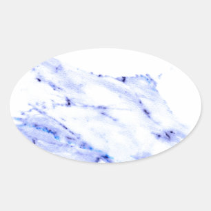 Blaue und weiße Marmorplatte Ovaler Aufkleber
