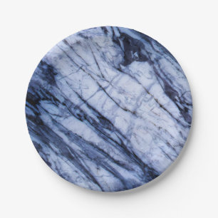 Blaue und weiße Marmorstein-Rockspirale modern chi Pappteller