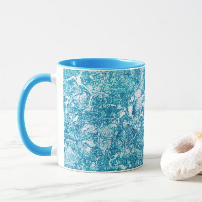 Blaue und weiße Marmorstruktur Tasse (Mit Donut)