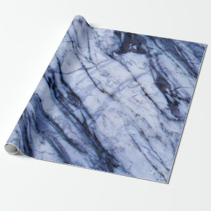Blaue und weiße Marmorwirbel moderne schicke Party Geschenkpapier