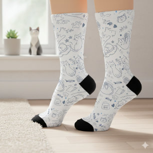 Blaue und Weiße Minimal-Handwerk-Hobbys Socken
