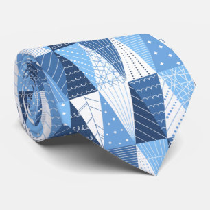 Blaue und weiße Minimalistische Weihnachtsbaumen Krawatte