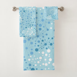 Blaue und weiße Mitte- des JahrhundertsRetro Badhandtuch Set
