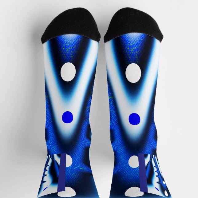 Blaue und weiße Mond Socken (Oben)