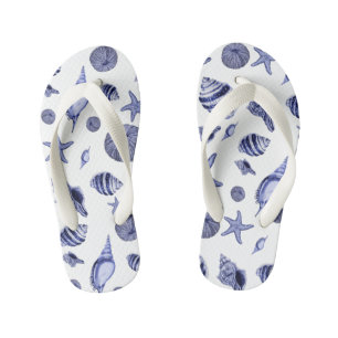 Blaue und weiße Muscheln  Kinderbadesandalen