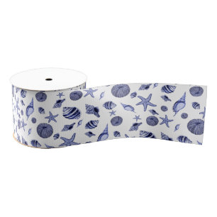 Blaue und weiße Muscheln Ripsband