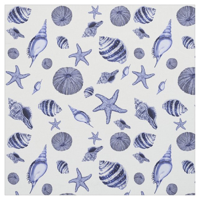 Blaue und weiße Muscheln Stoff (Muster)