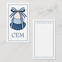 Blaue und weiße Muscheln und Bänder Monogramm