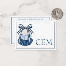Blaue und weiße Muscheln und Bänder Monogramm