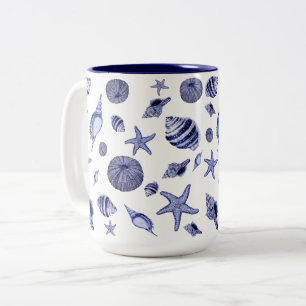 Blaue und weiße Muscheln Zweifarbige Tasse