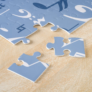 Blaue und weiße Musiknoten Random Muster Puzzle