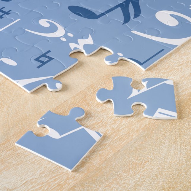 Blaue und weiße Musiknoten Random Muster Puzzle (Seite)
