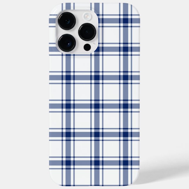 Blaue und weiße Nautikplaid Case-Mate iPhone Hülle (Rückseite)