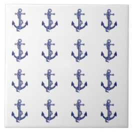 Blaue und weiße nautische Anker Keramik Fliese