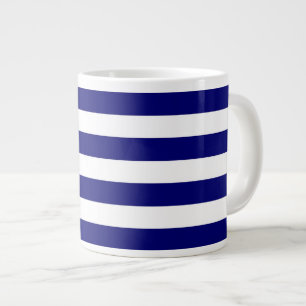 Blaue und weiße nautischstreifen Jumbo-Tasse