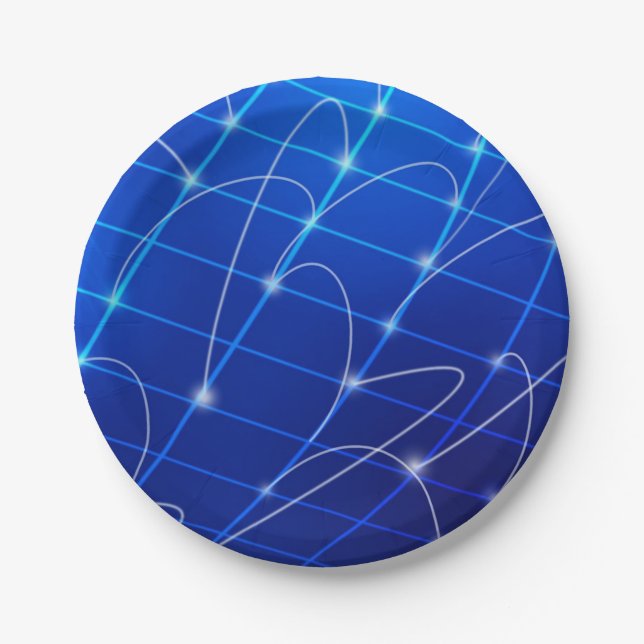 Blaue und weiße Netzwerkverbindungen Pappteller (Vorderseite)
