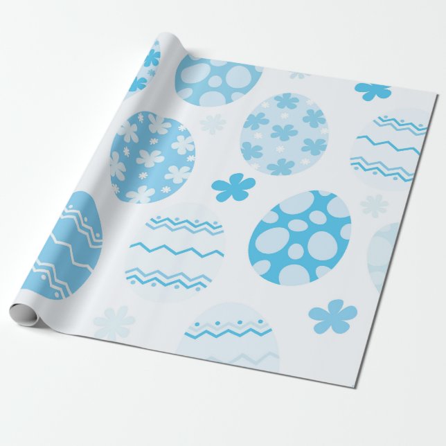 Blaue und weiße Ostereier Geschenkpapier (Ungerollt)