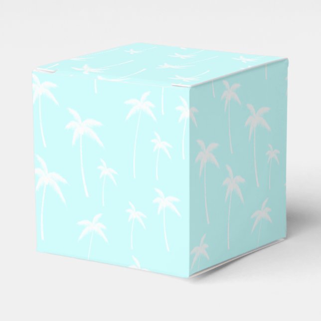 Blaue und weiße Palmen Geschenkschachtel (Vorderseite)