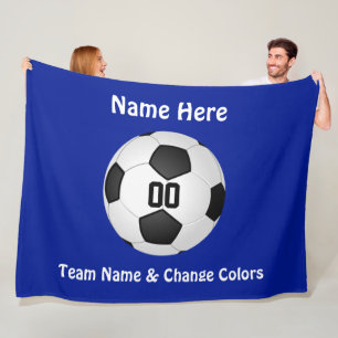 Blaue und weiße personalisierte Fußballthrow-Dec Fleecedecke